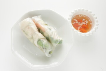 Wall Mural - homemade Vietnamse rice paper summer roll