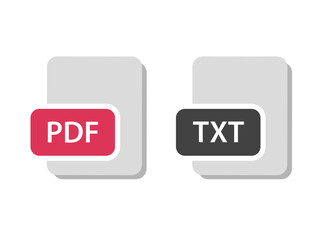 Poster - Pdf text document file icon vector, doc type extension pictogram flat clipart isolated on white background