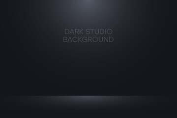 Wall Mural - Black studio background. Realistic empty dark studio room. Background for product display show or place for presentation. Vector.