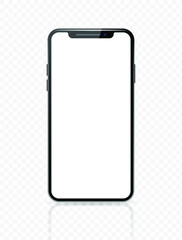 Poster - Realistic Smartphone , Black Color . Front View . Isolated Vector Elements