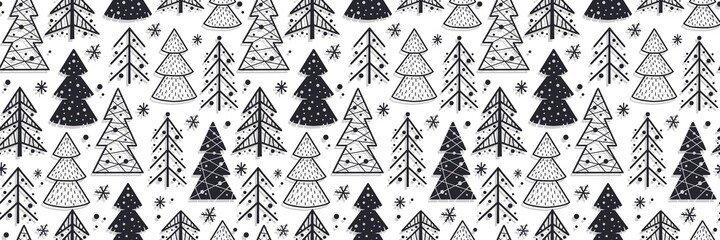  Colored seamless pattern wallpaper with christmas forest silhouette for the new year holiday. Winter illustration of spruce tree for december design
