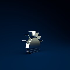 Sticker - Silver Sunset icon isolated on blue background. Minimalism concept. 3d illustration 3D render.