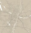 Detailed map of Poznan city, linear print map. Cityscape panorama.