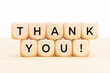 © Formatoriginal - Thank you text on wooden blocks. Thankful concept