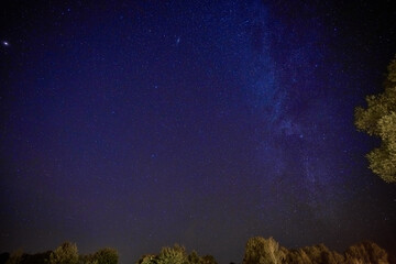 Stars at night over river of Havel in Brandenburg, Germany