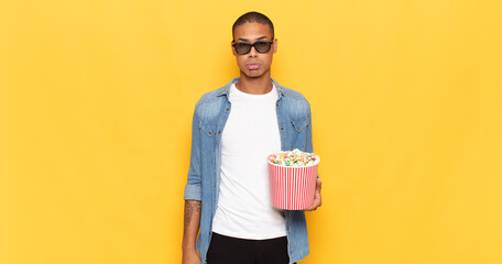 Wall Mural - young black man feeling sad and whiney with an unhappy look, crying with a negative and frustrated attitude