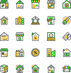 Wall Mural - 
Real Estate Colored Vector Icons 
