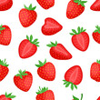 Cartoon bright strawberries seamless pattern isolated on white.