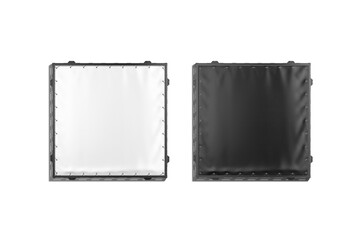 Wall Mural - Blank black and white stretching banner with grip frame mockup