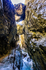 Canvas Print - famous hoellental canyon near zugspitze mountain in bavaria