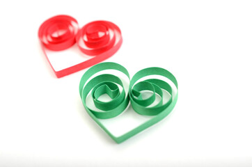 Wall Mural - Couple of quilling origami hearts on white