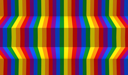 Poster - 3d rendering. Lgbt rainbow flag color illusion art wall background.