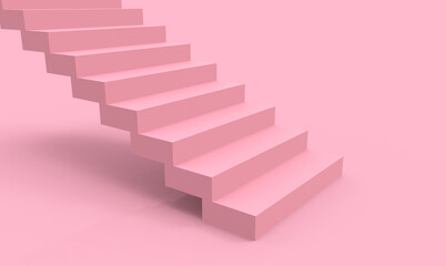 Poster - 3d rendering. modern minimal empty soft pink color stair up background.