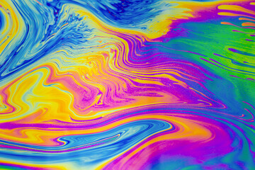 Wall Mural - psychedelic multicolored patterns background. photo macro shot of soap bubbles