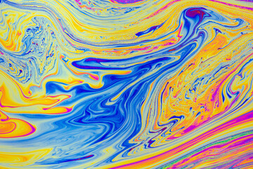Wall Mural - psychedelic multicolored patterns background. photo macro shot of soap bubbles