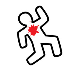 Wall Mural - body outline crime scene simple icon. clipart image isolated on white background.