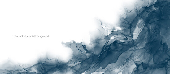 Aufkleber - Abstract art blue paint background by alcohol ink or watercolor isolated on white background with space for text.