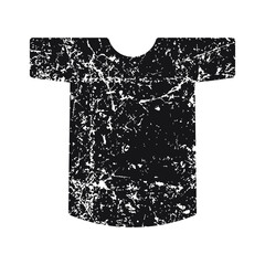 Poster - T-shirt vector icon with grunge texture. Tee shirt symbol. Clothing logo sign. Web store button. Silhouette isolated on white background.