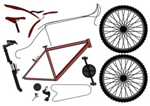 Bicycle Icons Set. Bike Parts. Disassembled Bike. Bike Structure