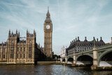 Fototapeta Big Ben - Westminster Palace and the Big Ben along the Thames London