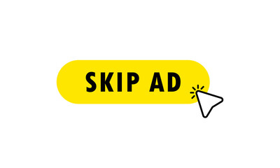 Poster - Skip ad button. Skip ad icon with click cursor. Click. Hand icon pointer. Vector on isolated white background. EPS 10