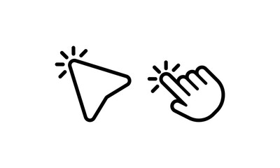 Poster - Computer mouse click cursor arrow. Click. Hand icon pointer. Vector on isolated white background. EPS 10