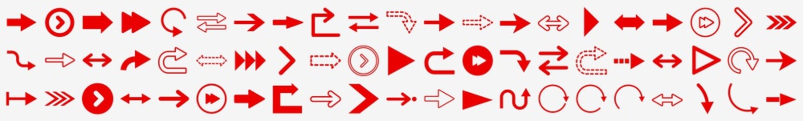 Wall Mural - arrow icons set | arrows red | vector illustration set | arrow collection | isolated icon