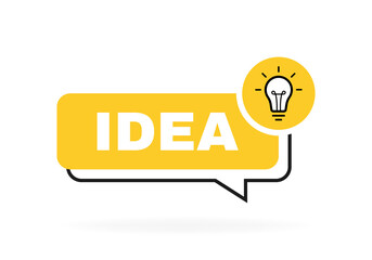 Poster - Idea message bubble design with light bulb and rays. Logo design. Vector illustration