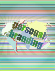 Poster - Marketing concept: words personal branding on digital touch screen