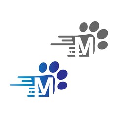 Sticker - Letter M  icon on paw prints logo