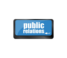 Poster - Advertising concept: computer keyboard with word Public Relations