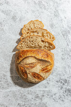 Loaf Of Homemade Sourdough, Sliced