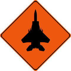 Wall Mural - Warning sign with jet