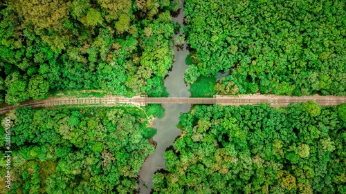 Cuadros en Lienzo iron bridge over river amid nature