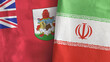 Iran and Bermuda two flags textile cloth 3D rendering
