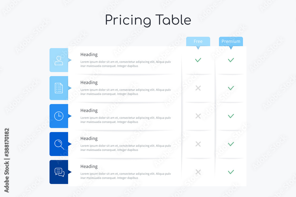 Pricing table infographic design Stock Vector | Adobe Stock