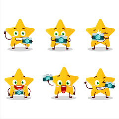 Poster - Photographer profession emoticon with yellow star cartoon character