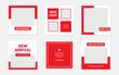 © YKW Stock - Slides Abstract Unique Editable Modern Social Media Banner Red Template. For personal & business. Anyone can use this design easily. Promotional web banner social media post feed. Vector Illustration