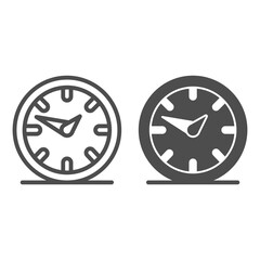 Poster - Wall clock with two hands line and solid icon, room decor concept, clock sign on white background, clock on wall icon in outline style for mobile concept and web design. Vector graphics.