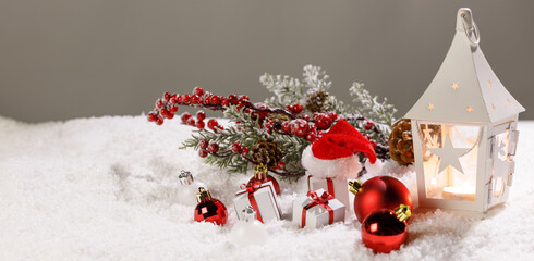 Wall Mural - Christmas decor in snow