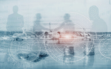 Wall Mural - teamwork gear business concept on abstract background.