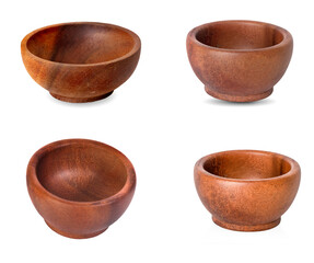 Wall Mural - Wooden bowl isolated on white background