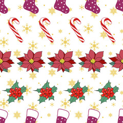 Wall Mural - Christmas symbols repeat pattern design