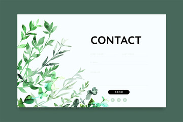 Website contact form template with floral elements