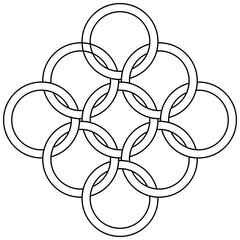 Poster - logo pattern of interlocking rings chainmail element, vector interlocking rings pattern