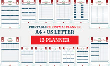 Minimalist Merry Christmas Planner Pages Menu, Bucket List, Party, Address, Grocery, Shopping,
Family Tradition, Day, Month Templates Collection Set Of Vector Paper A4 And US Letter AI & EPS 10 File