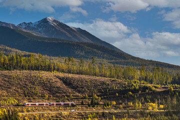 Sticker - Red Train Carriage Pass trough High Tatra Mountains in Slovakia