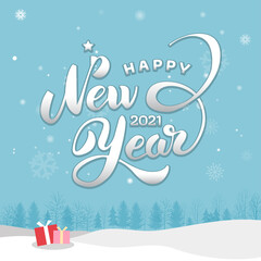 Wall Mural - Happy New Year 2021 Card. Happy New Yea greeting cards on blue background. Creative happy new year 2021 design. EPS 10 vector illustration for design. All in a single layer. Vector illustration.