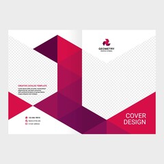 Design of catalog cover, booklet, flyer, creative composition of triangles, red background vector