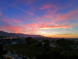 Fototapeta Las - Italy Tuscany Pisa, view of the sunrise over the Pisan mountains, monte Serra and La Verruca